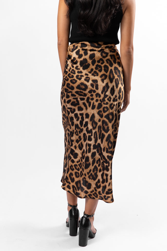 Into The Night Satin Leopard Midi Skirt SALE Sale Amazon