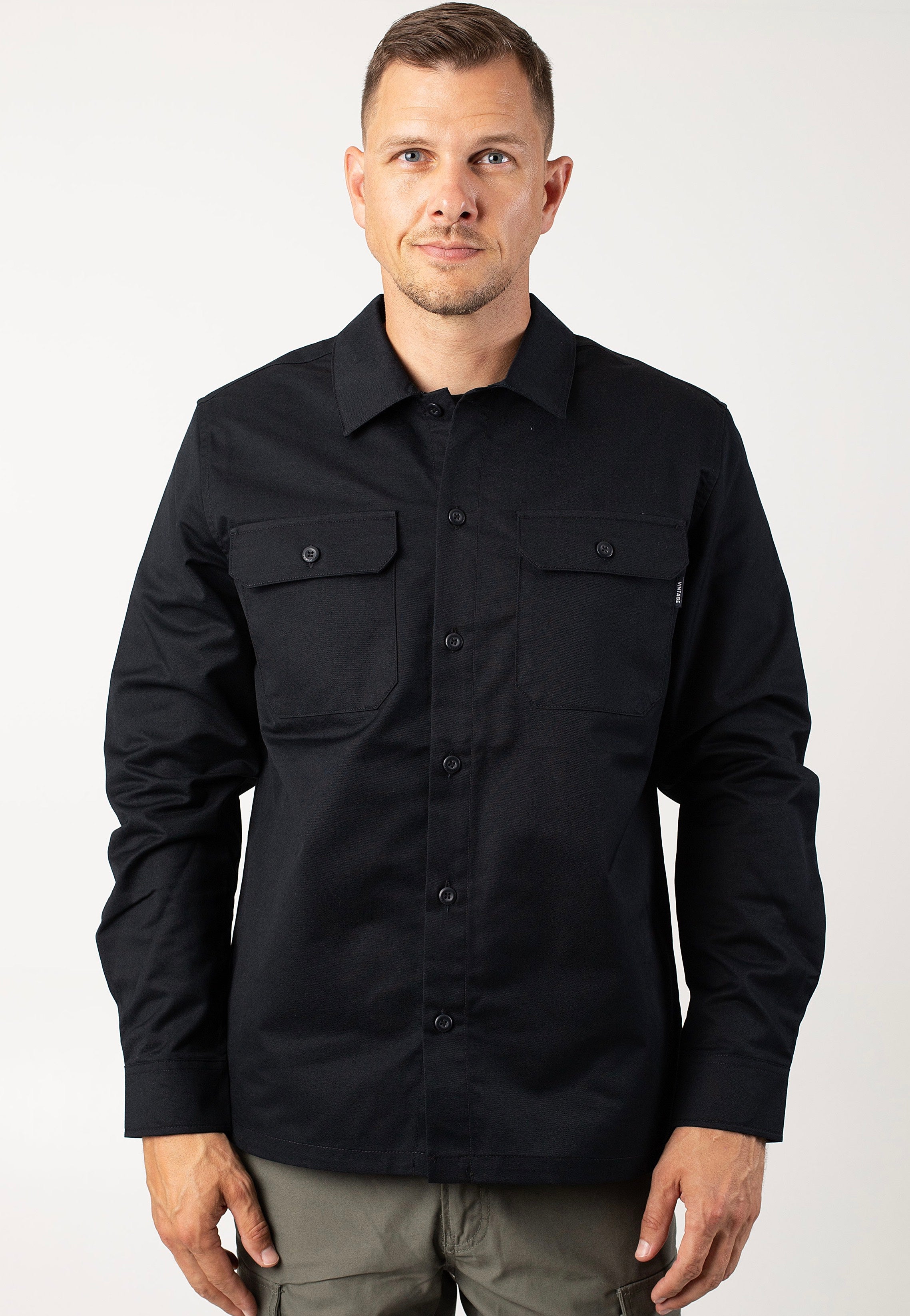 Vintage Industries - Harris Black - Shirt Comfortable Online