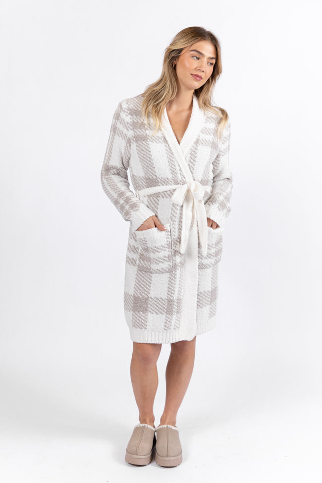 It Was All A Dream Grey Plaid Robe SALE For Sale