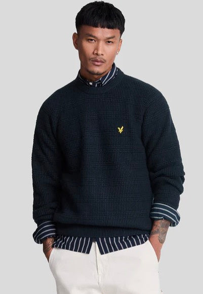 Lyle & Scott - Waffle Knit Dark Navy - Pullover 2025 New For Sale