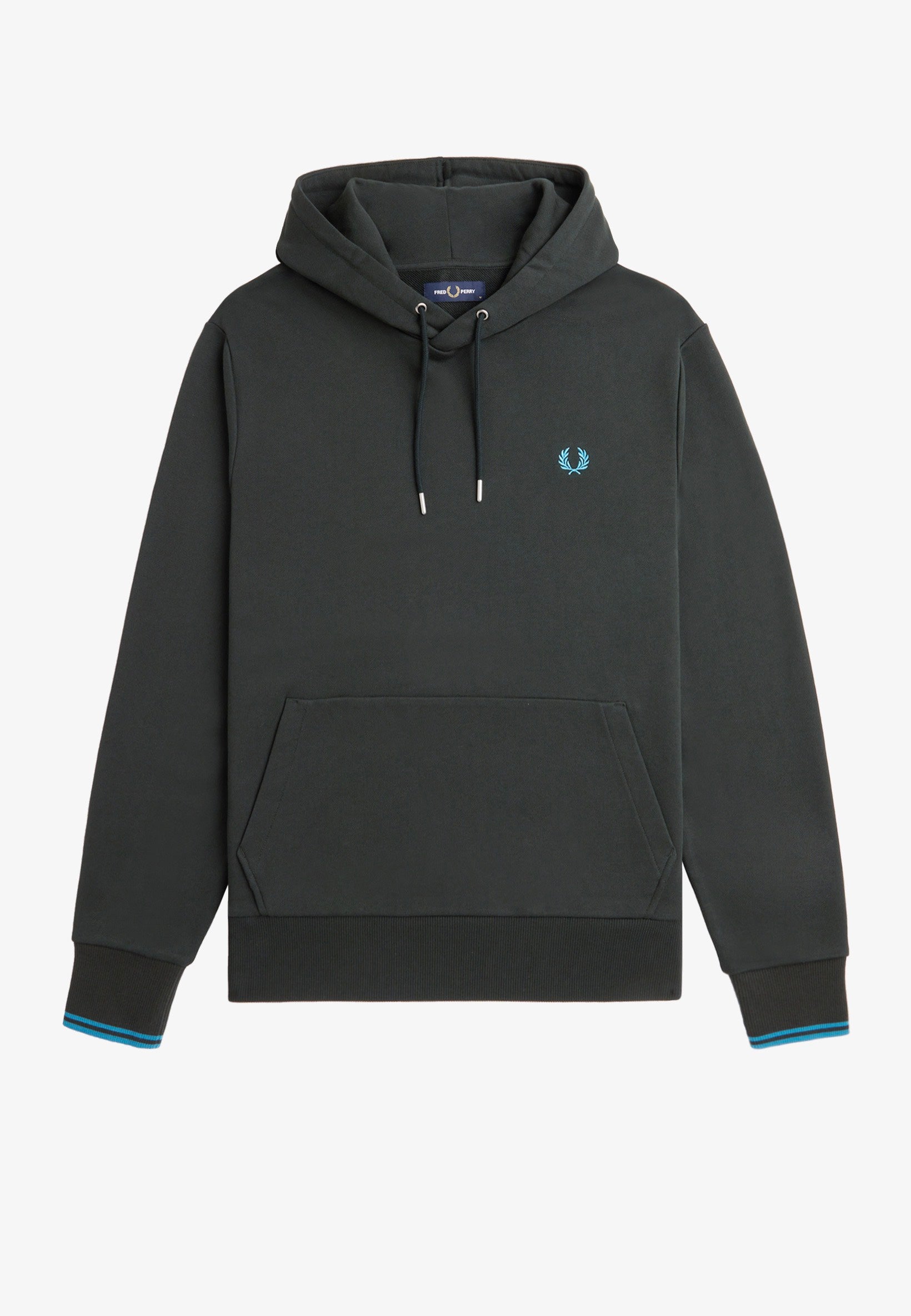 Fred Perry - Tipped Hooded Night Green/Runaway Bay Ocean - Hoodie Purchase Sale Online