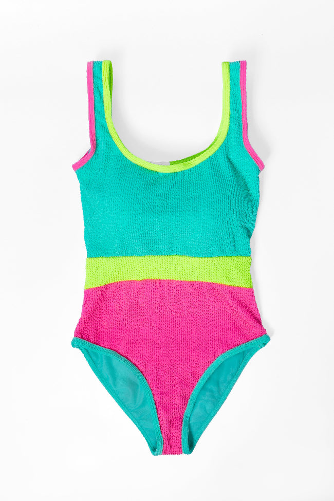 Do Not Disturb Color Block One Piece Mint Swimsuit Outlet Huge Surprise