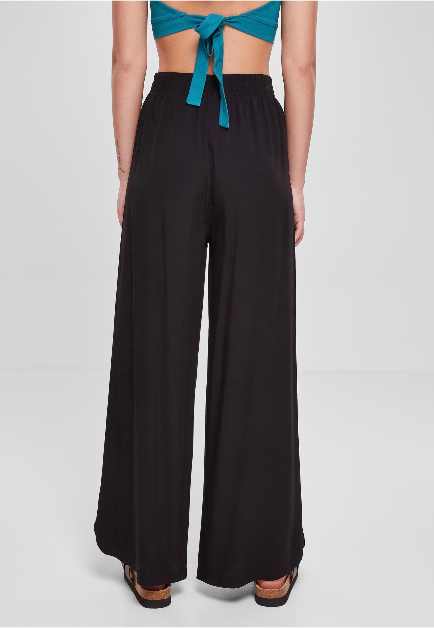 Urban Classics - Ladies Wide Leg Viscose Black - Pants Good Selling Cheap Online