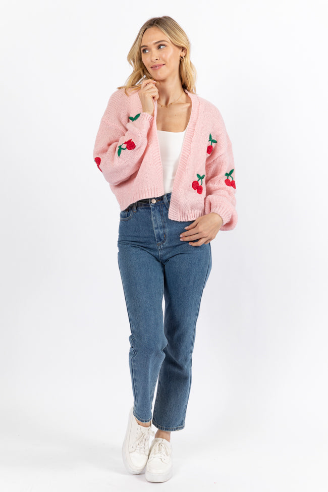 Cherry Picking Pink Embroidered Cardigan With Paypal Cheap Pice