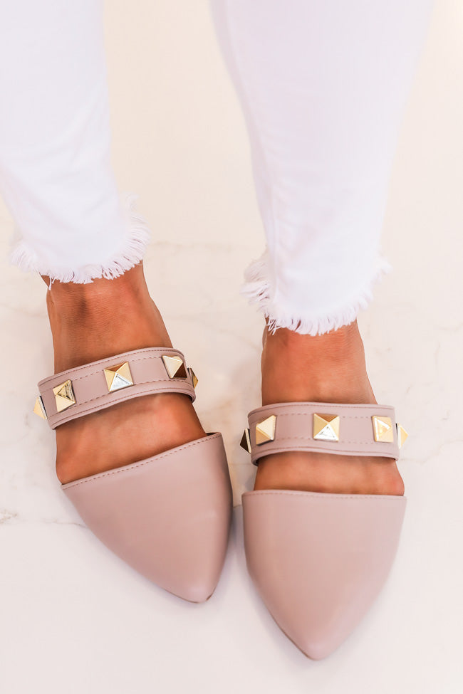 Jeanie Taupe Stud Detail Mules FINAL SALE Grey Outlet Store Online