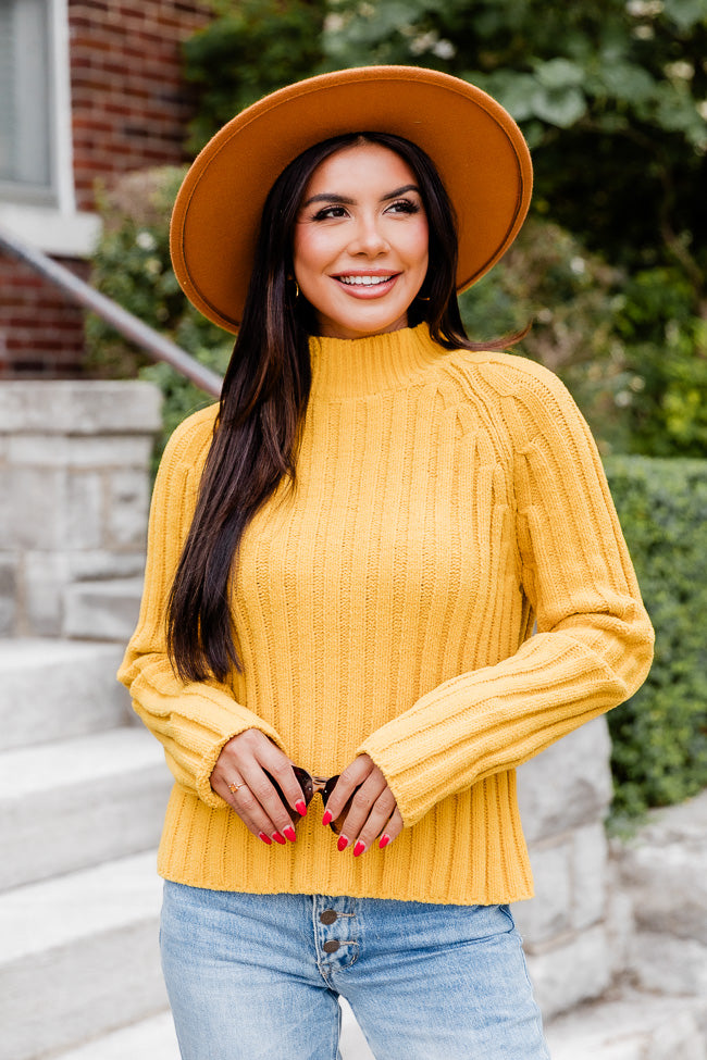 Letting You Go Mustard Chenille Turtleneck Sweater  FINAL SALE Cheap Pictures