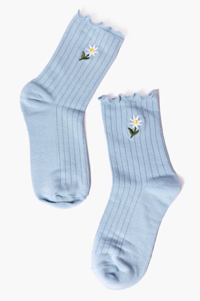 Blue Daisy Crew Socks Outlet Nicekicks