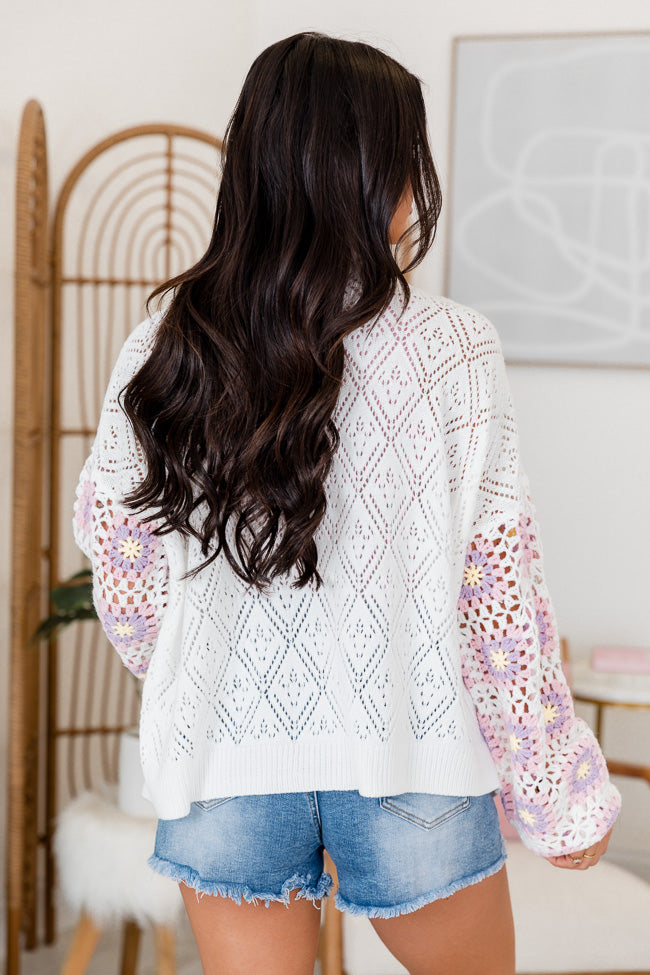 All My Dreams Ivory Multi Crochet Sleeve Cardigan Free Shipping Best Place