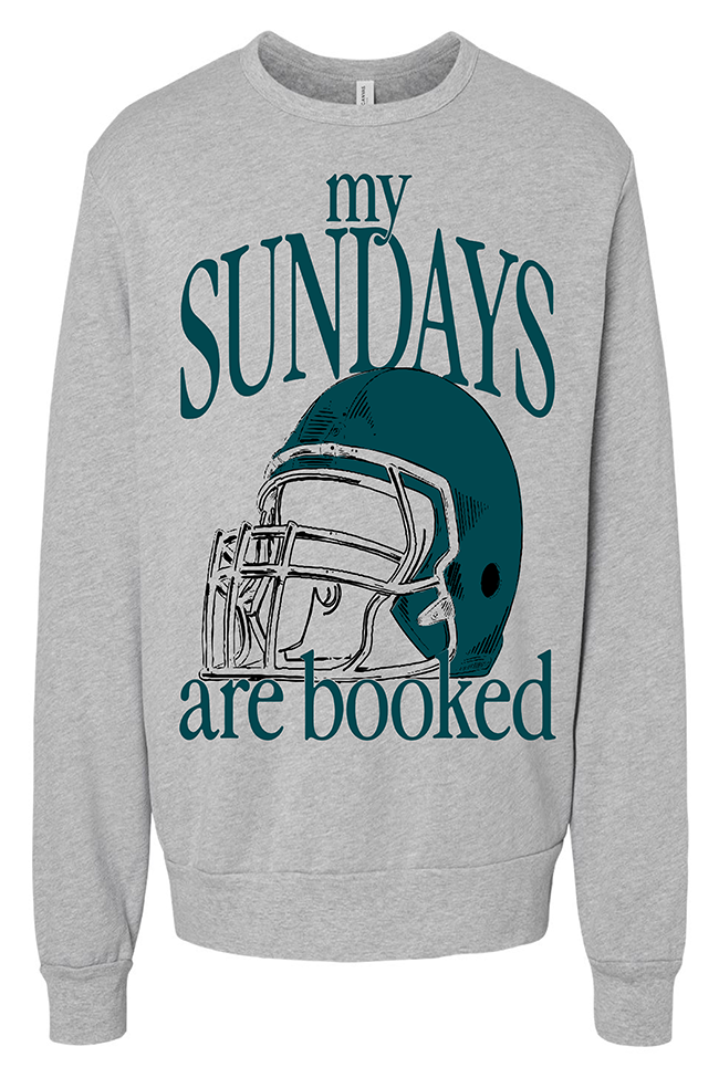 My Sundays Are Booked Green Light Grey Oversized Graphic Sweatshirt Cheap Sale Discounts