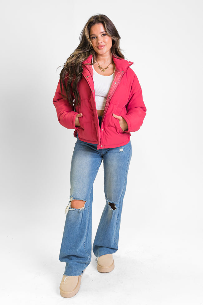 Snow Problem At All Magenta Puffer Jacket FINAL SALE Clearance Low Shipping