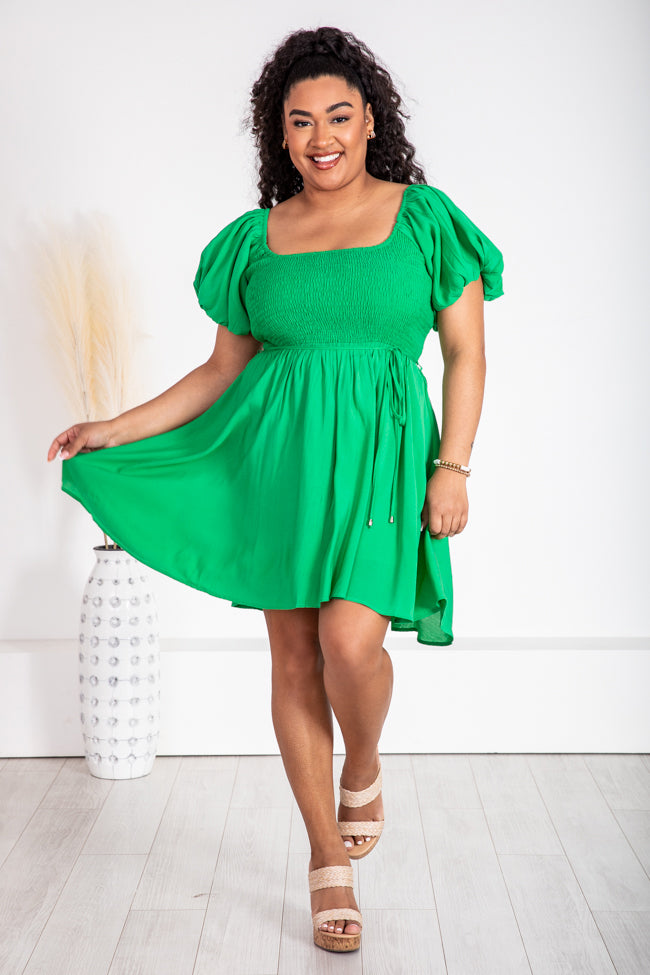 Gentle Touch Kelly Green Puff Sleeve Mini Dress FINAL SALE Cheap Professional