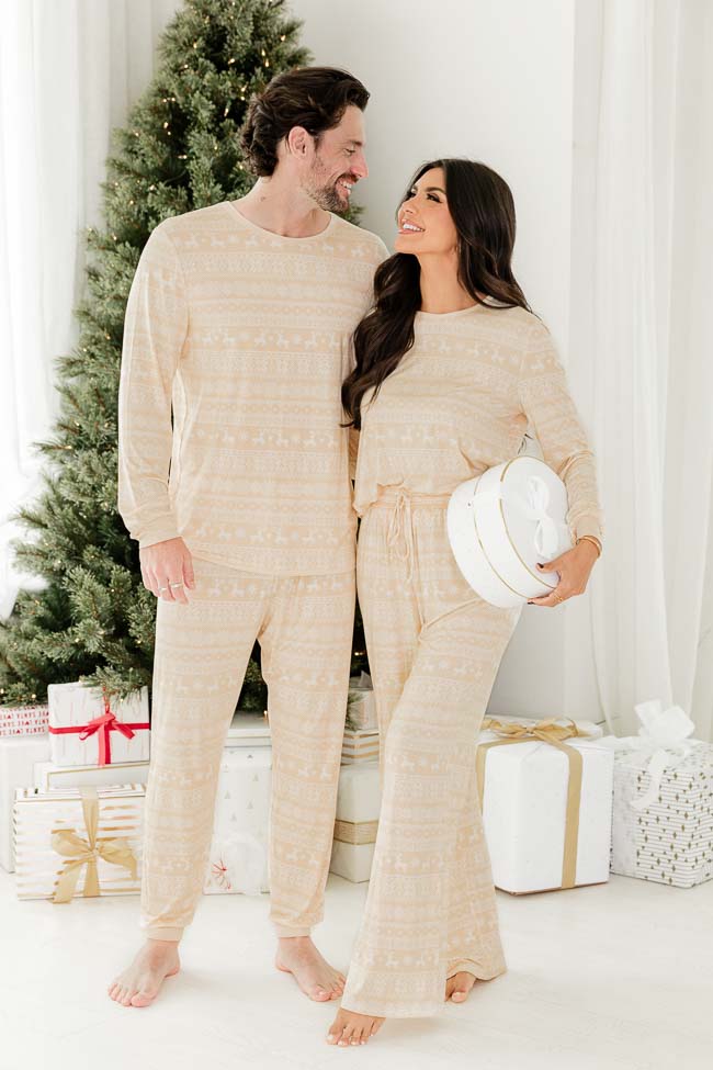 Snowy Days Men Beige and Ivory Fair Isle Pajama Top FINAL SALE Cheapest Cheap Online