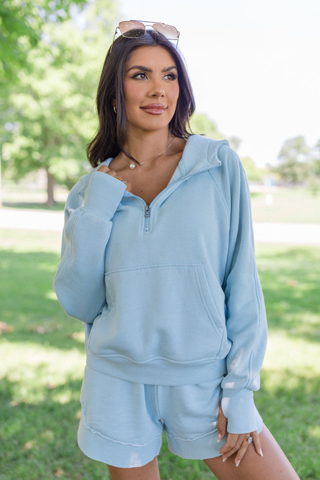 Learn As You Go Blue Acid Wash Quarter Zip Sale Best