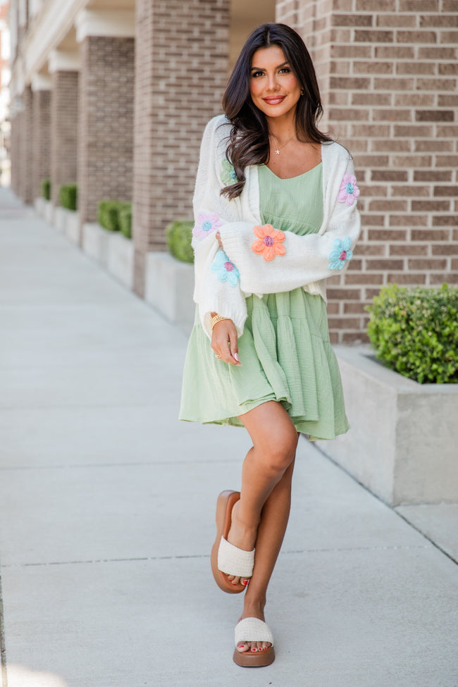 Blossoming Dreams Ivory Flower Embroidered Cardigan Newest