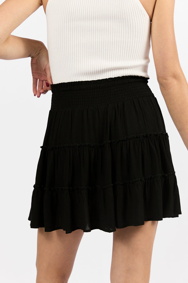 Through The Garden Black Longer Length Solid Mini Skort Cheap Sale Latest Collections