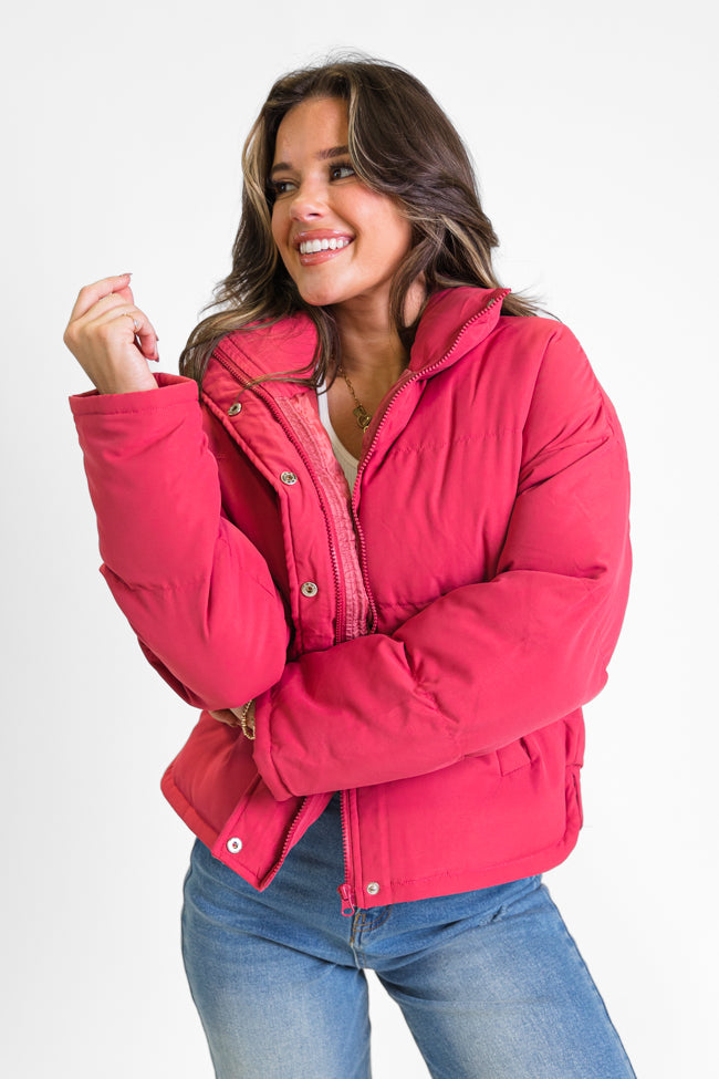 Snow Problem At All Magenta Puffer Jacket FINAL SALE Clearance Low Shipping