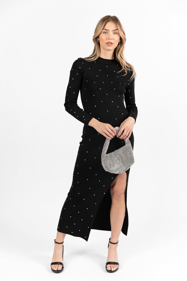 The Art Of Happiness Black Embellished Detail Knit Maxi Dress SALE Outlet Marketable