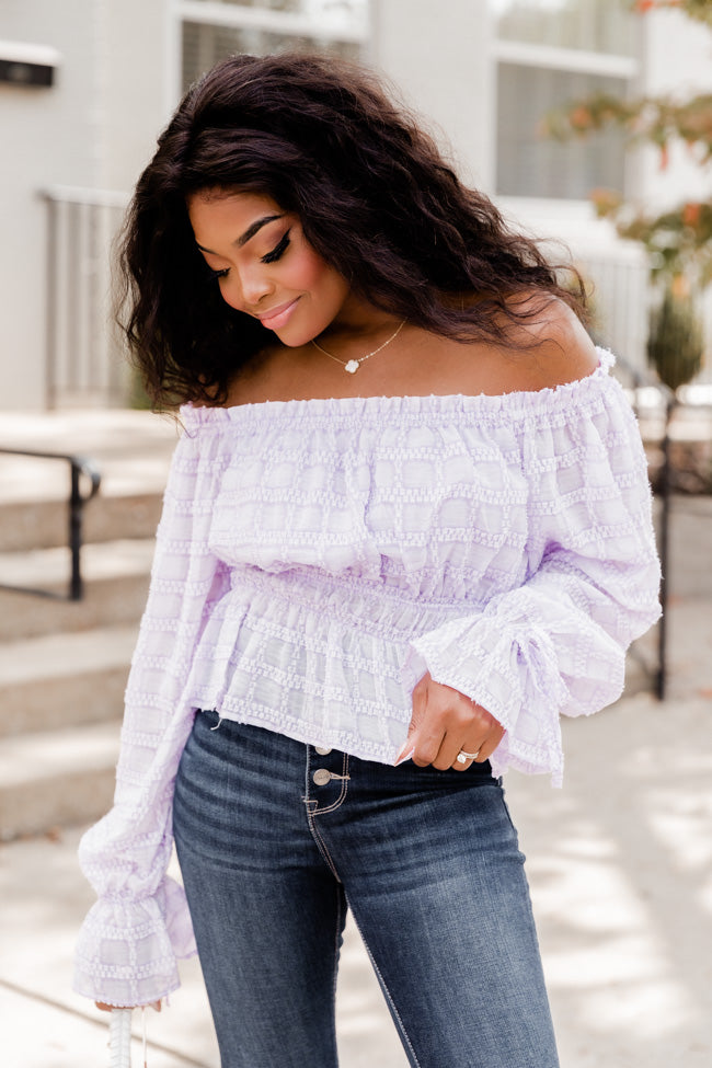 Got You On My Mind Purple Textured Off The Shoulder Blouse FINAL SALE Cheap Sale Low Pice Fee Shipping