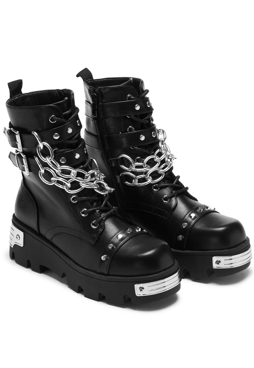 Koi Footwear - Shackled Shadows Heavy Duty Chain Biker Black - Girl Shoes Free Shipping Pay With Visa