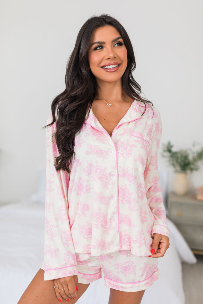 Under The Stars In Floral Fantasy Long Sleeve Bamboo Pajama Top Cheap From China