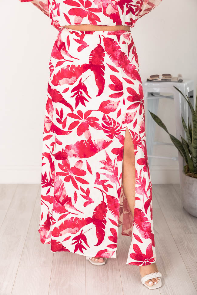 Passport To Paradise Pink/White Printed Maxi Skirt FINAL SALE Real Online