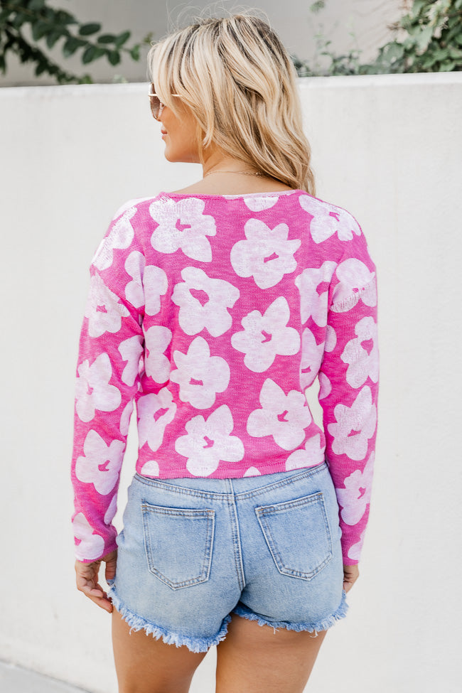 Hard To Focus Hot Pink Floral Sweater FINAL SALE Manchester Great Sale Online