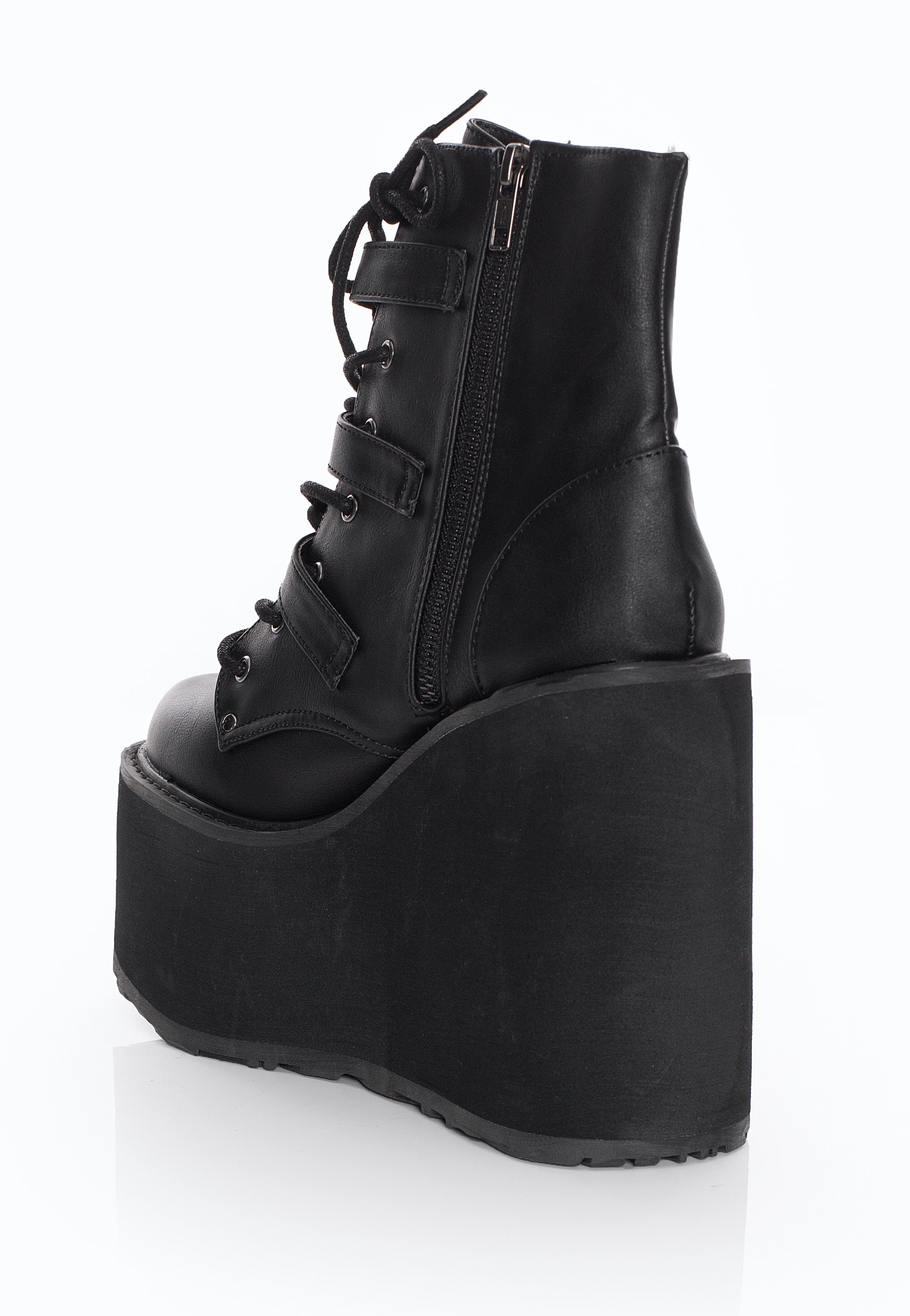 DemoniaCult - Swing 103 Black Vegan Leather - Girl Shoes For Cheap Sale Online