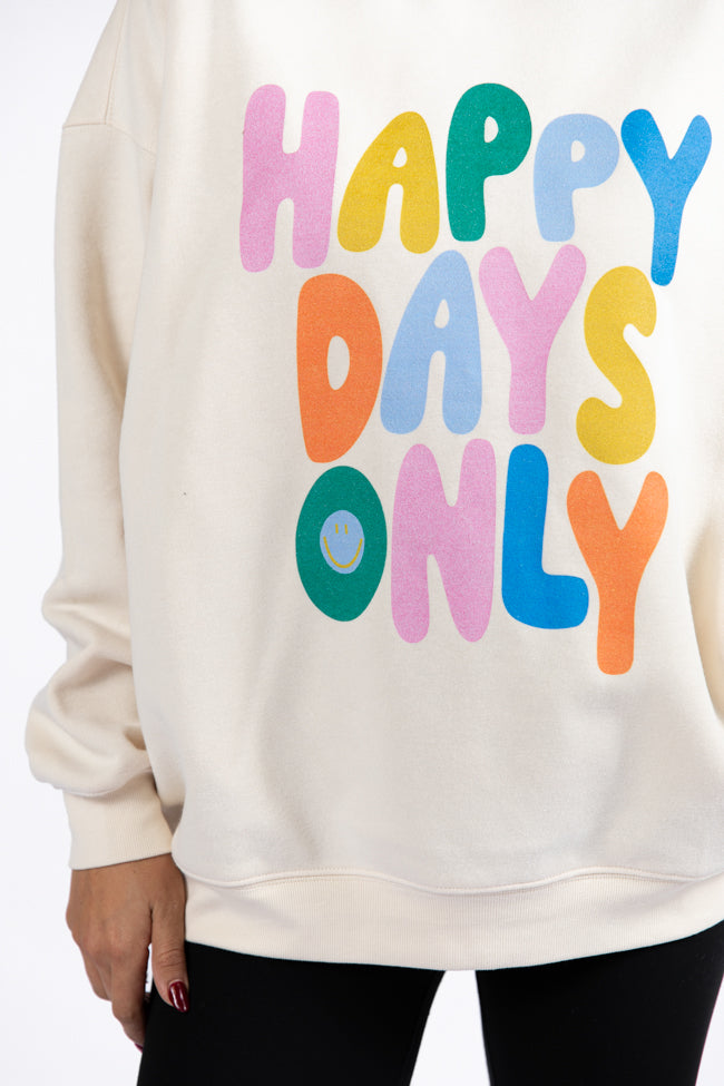 Happy Days Only Cream Oversized Graphic Sweatshirt Discount Pices