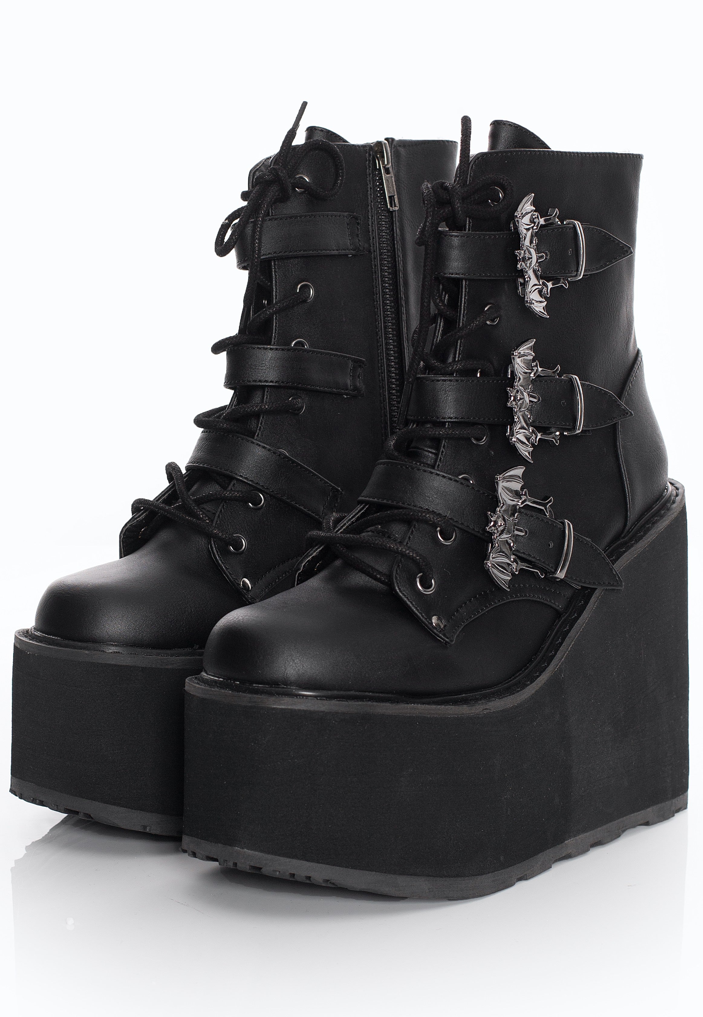 DemoniaCult - Swing 103 Black Vegan Leather - Girl Shoes For Cheap Sale Online