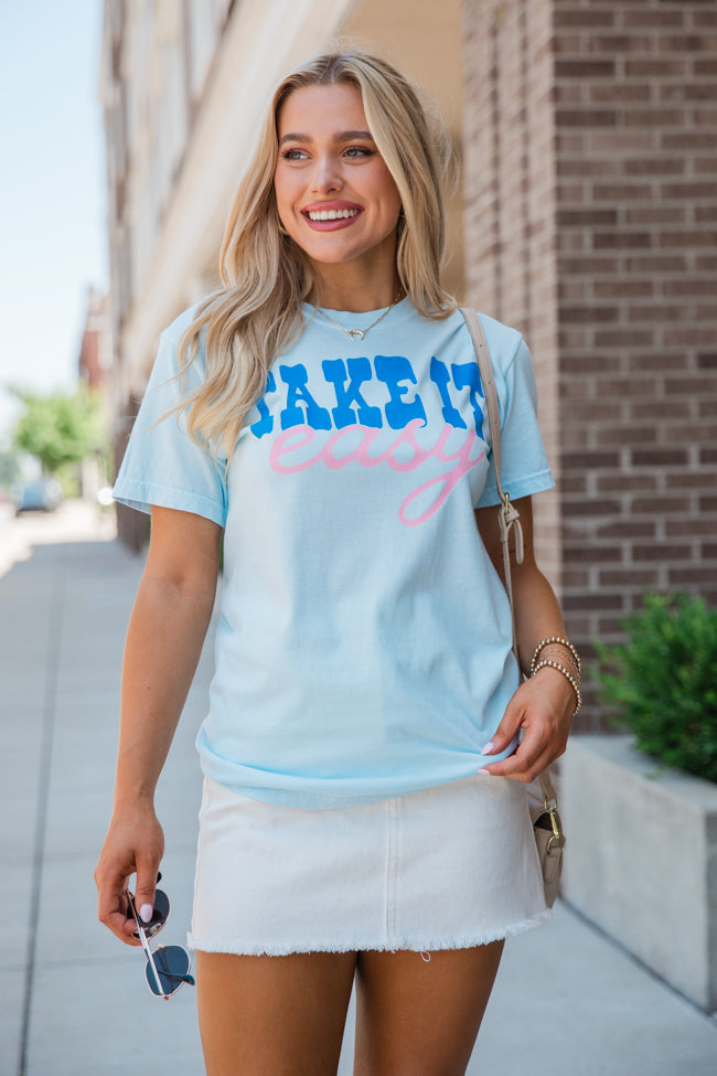 Take It Easy Chambray Comfort Colors Graphic Tee Discount Best Sale