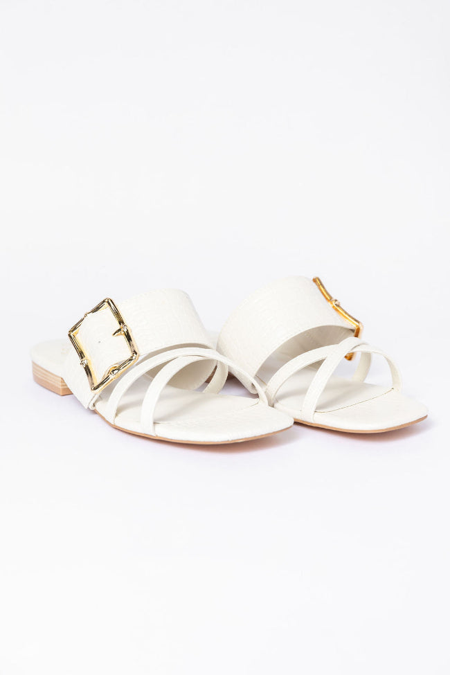 Blaine White Buckle Sandals Cheap Factory Outlet