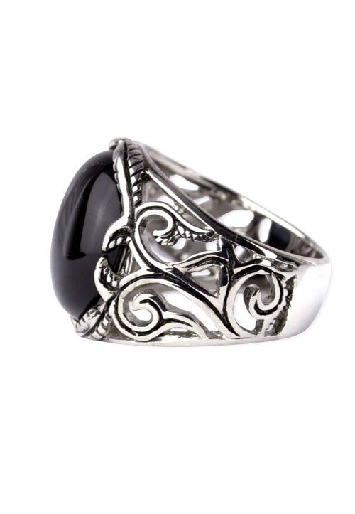 etNox - Big Black Ornament Silver - Ring Latest