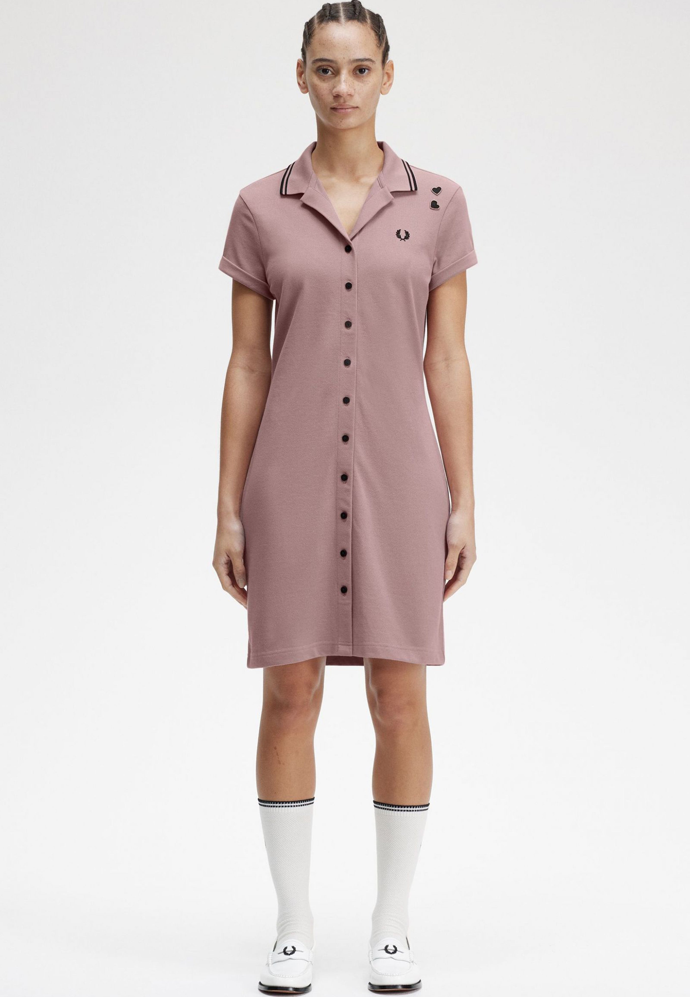 Fred Perry x Amy Winehouse - Button Thru Pique Shirt Dusty Rose Pink - Dress Pay With Paypal Cheap Pice