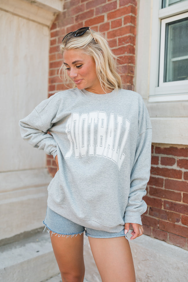 Football Block Grey Oversized Graphic Sweatshirt Clearance Explore