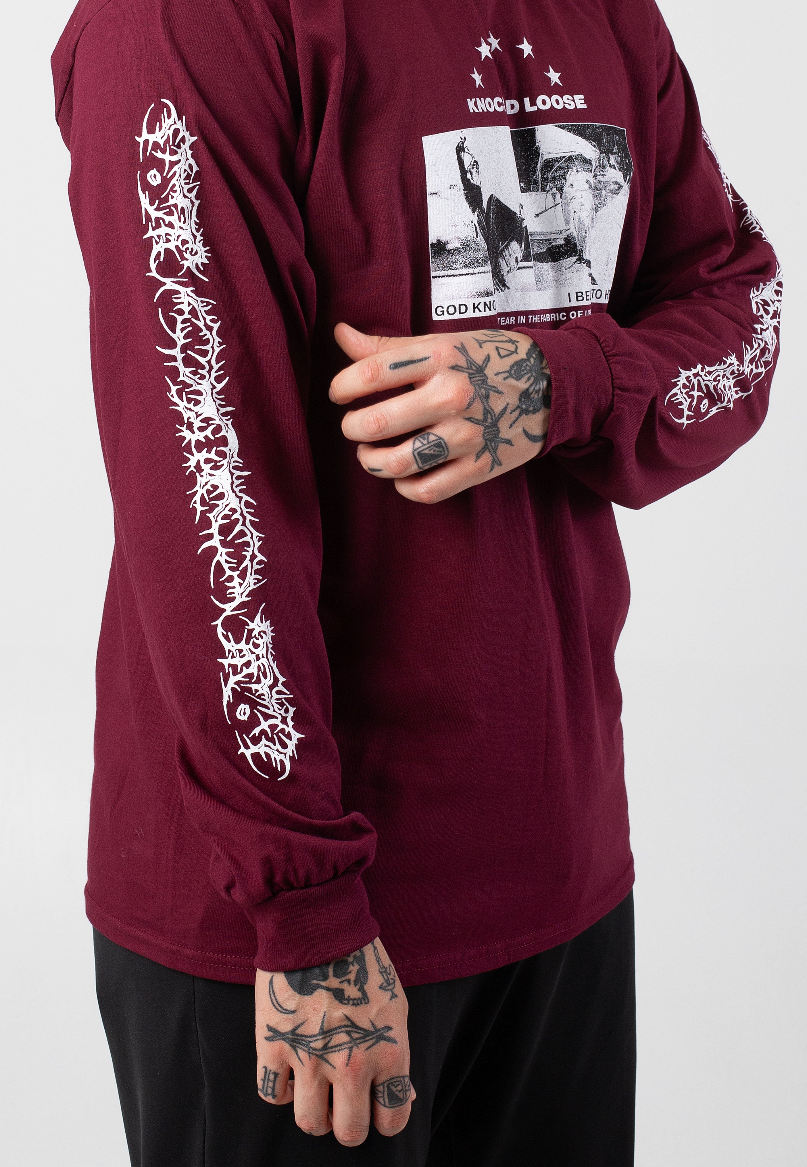 Knocked Loose - God Knows Burgundy - Longsleeve Cheap Sale 100% Original