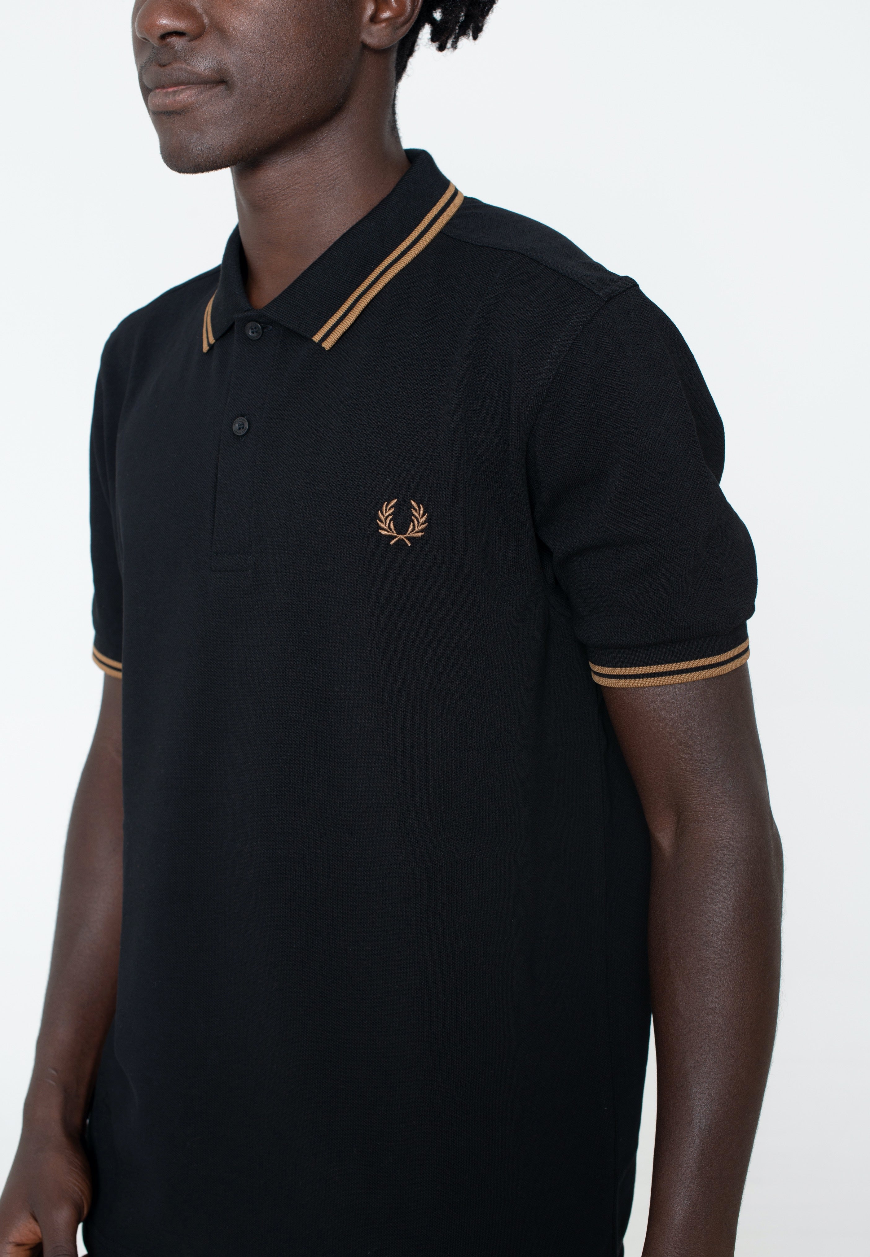 Fred Perry - Twin Tipped Black/Shadedston - Polo Cheap Best Place