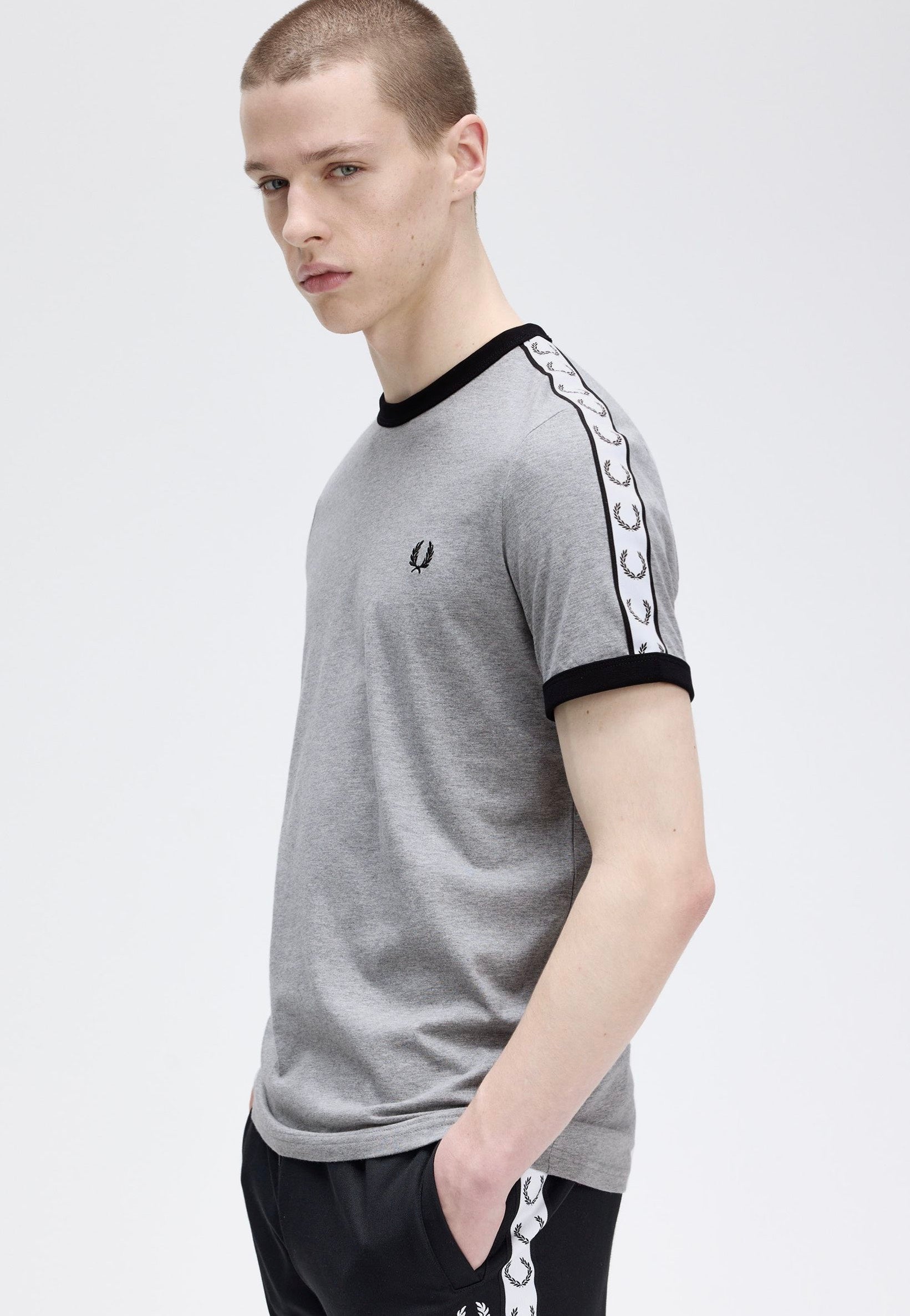 Fred Perry - Taped Ringer Steel Marl - T-Shirt 100% Original Sale Online