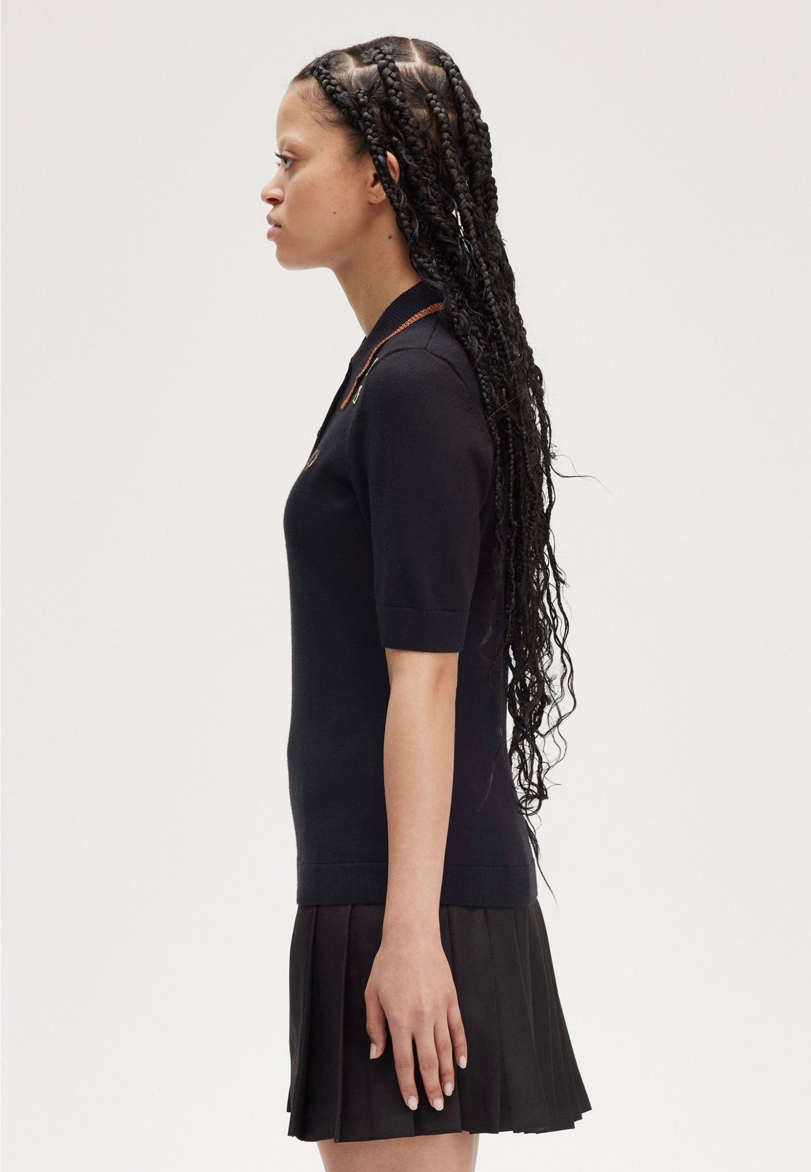 Fred Perry x Amy Winehouse - Metallic Tipped Knitted Black - Polo With Mastercard Online