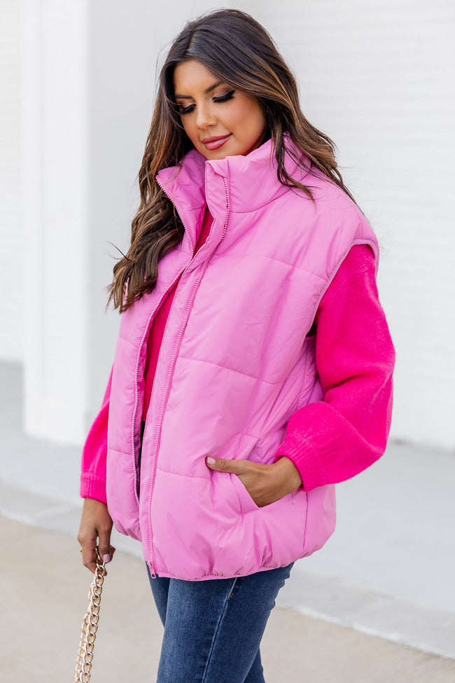 My Eyes On You Pink Oversized Puffer Vest FINAL SALE Shop Offer Cheap Online