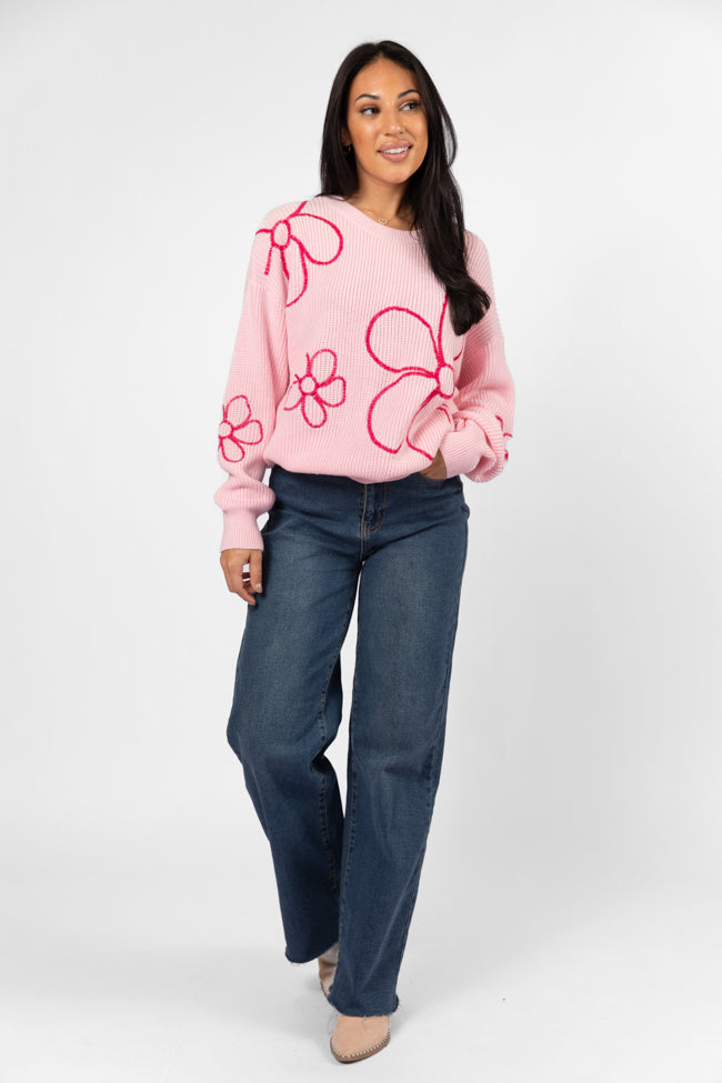 Hold My Hand Pink Floral Sweater Store Sale