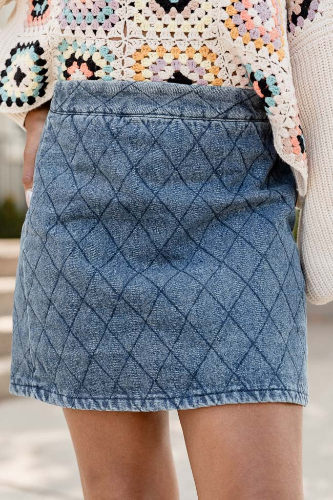 Greatest Way Quilted Chambray Mini Skirt FINAL SALE Collections Cheap Online