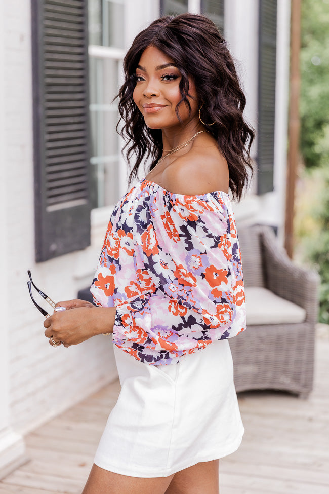 In Bloom Navy Off The Shoulder Floral Blouse FINAL SALE Free Shipping Manchester Great Sale