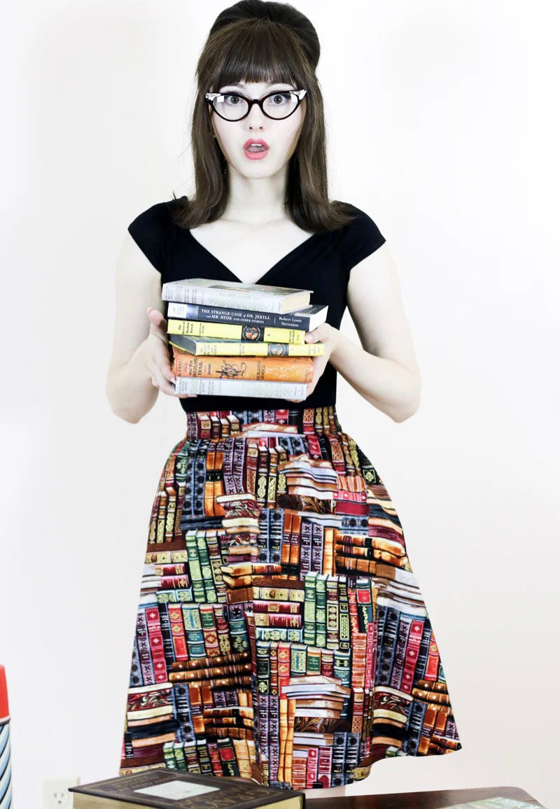 Retrolicious - Don't Judge A Book by Its Cover A-Line  - Skirt