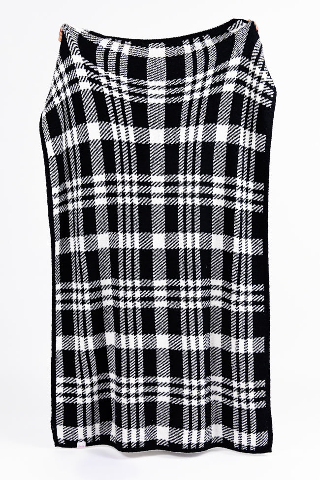 Make Me Believe Black And White Plaid Blanket SALE Discount 2025 Unisex