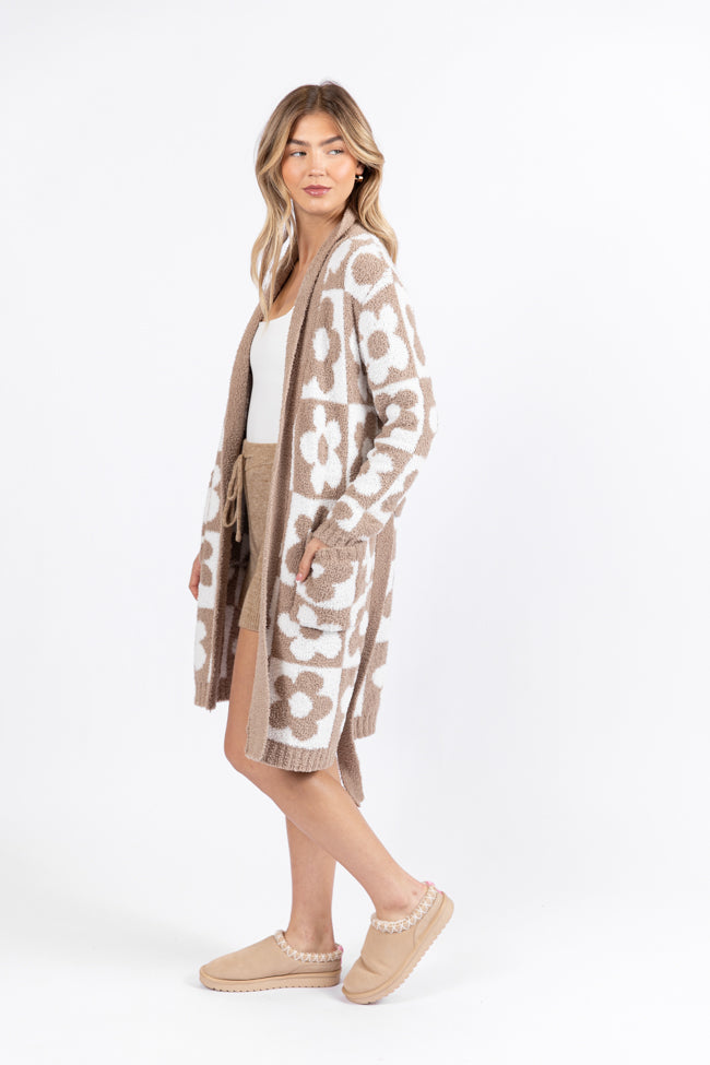 It Was All A Dream Neutral Checkered Floral Robe SALE Clearance Store Cheap Online