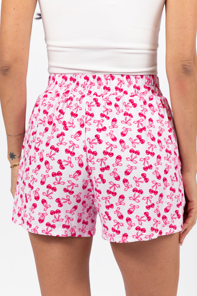 Over the Moon Cherry Hearts Pajama Shorts Kalee Rogers x Pink Lily FINAL SALE Cost For Sale