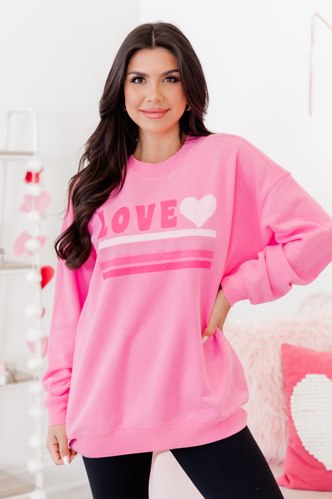 Love Retro Pink Oversized Graphic Sweatshirt Low Pice Cheap Online