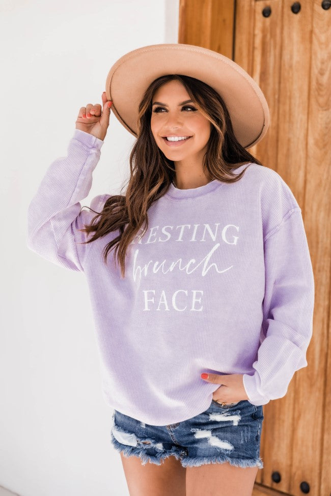 Resting Brunch Face Lilac Corded Graphic Sweatshirt FINAL SALE With Credit Card Cheap Online