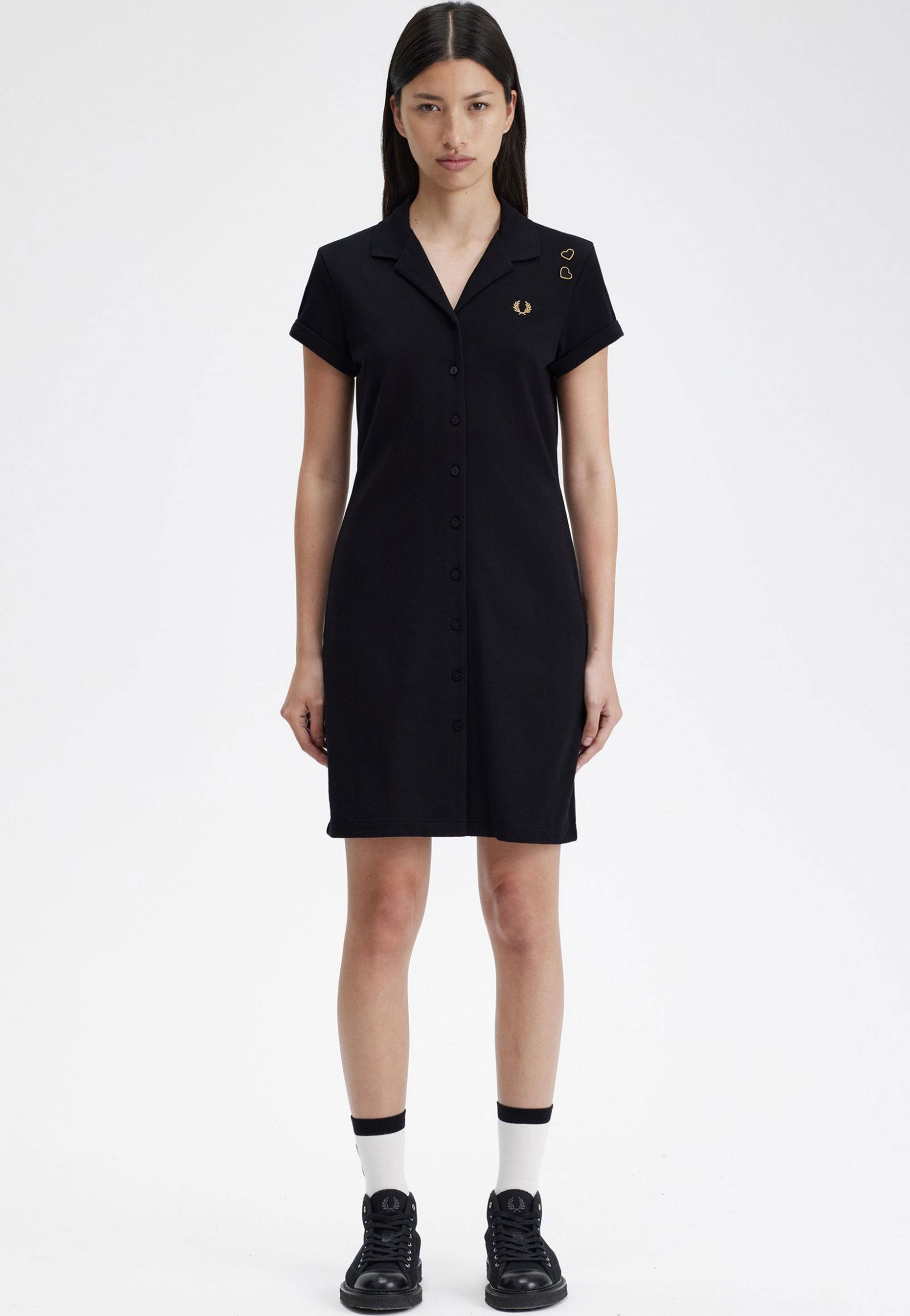 Fred Perry x Amy Winehouse - Button Thru Pique Shirt Black - Dress Cheap Sale Pick A Best