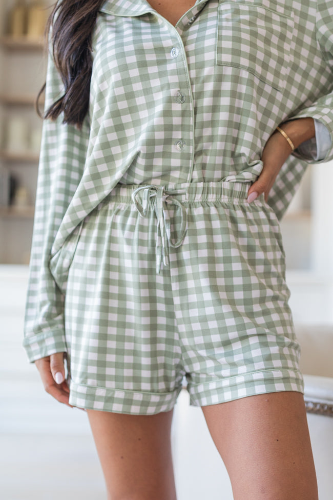 Under The Stars In Olive Grateful Gingham Bamboo Pajama Shorts Buy Cheap Manchester Great Sale